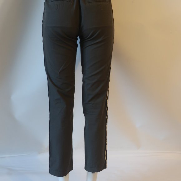 Zadig & Voltaire Pomelo Rip Stop Gray, Black, Gold Stripe Chino Pants EU 34/XS - Picture 6 of 8
